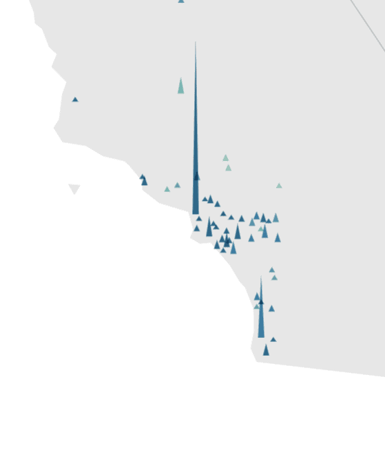 california symbol map with spikes