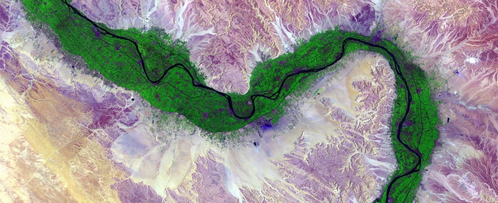 satellite image of the Nile in Sudan