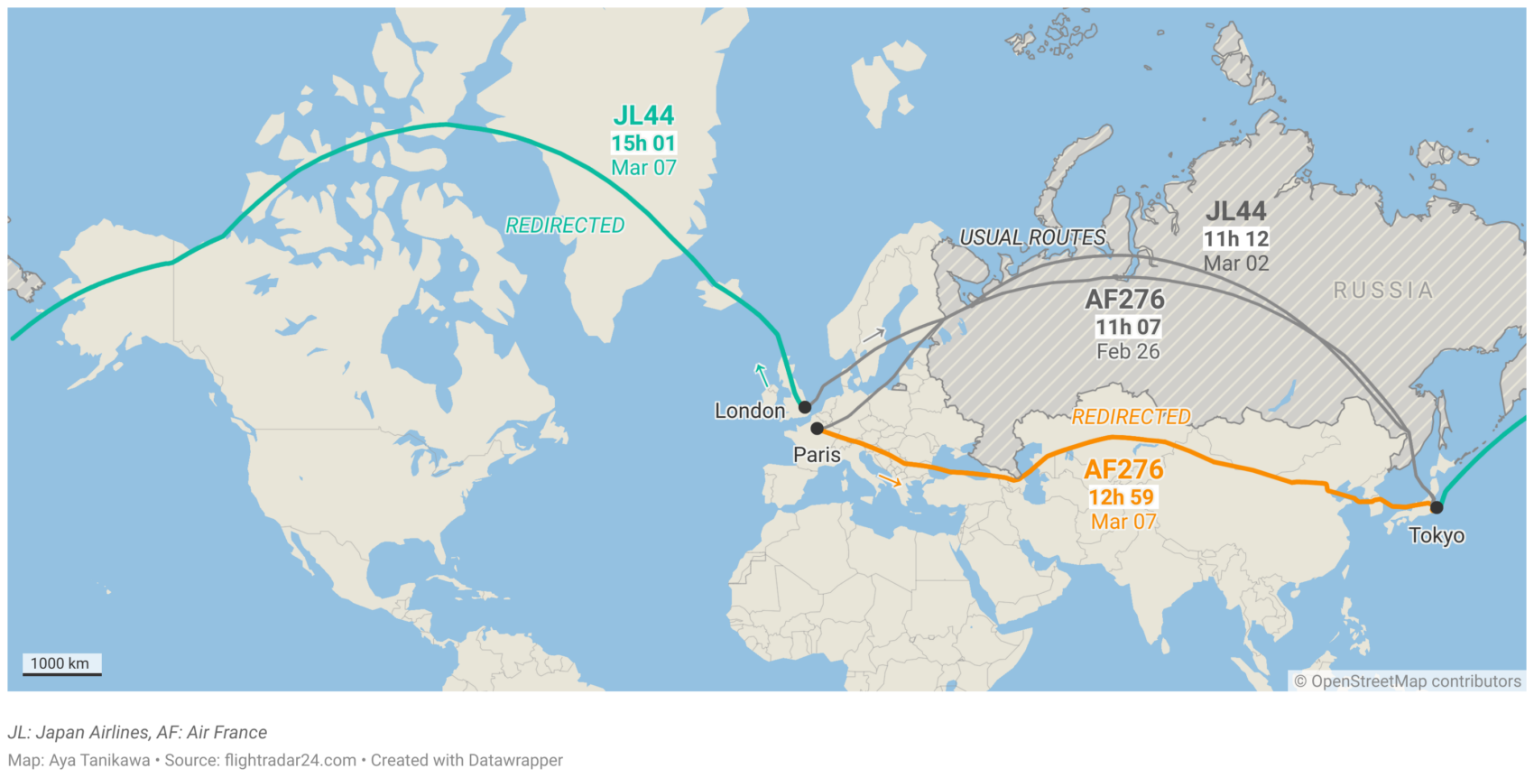 Flight routes and map projections Datawrapper Blog