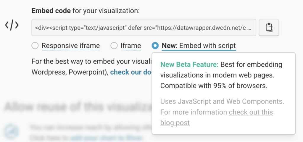 We now added a new option "Embed with script" to the publish step